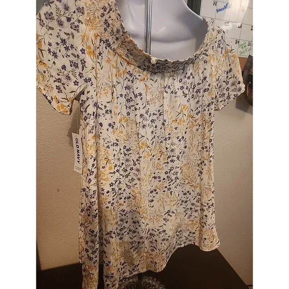 Old Navy Floral Print Blouse Women’s Size M Medium Top Long Sleeve V-Neck - Picture 5 of 6